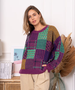 BARBORA BLOCKED PULLOVER - PURPLE