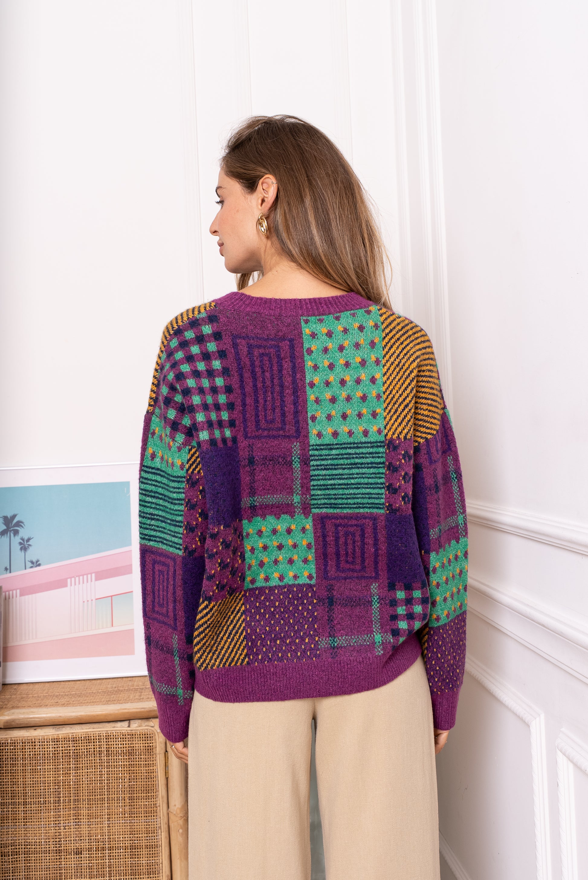BARBORA BLOCKED PULLOVER - PURPLE