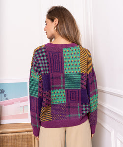 BARBORA BLOCKED PULLOVER - PURPLE