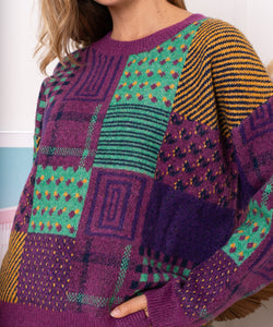 BARBORA BLOCKED PULLOVER - PURPLE