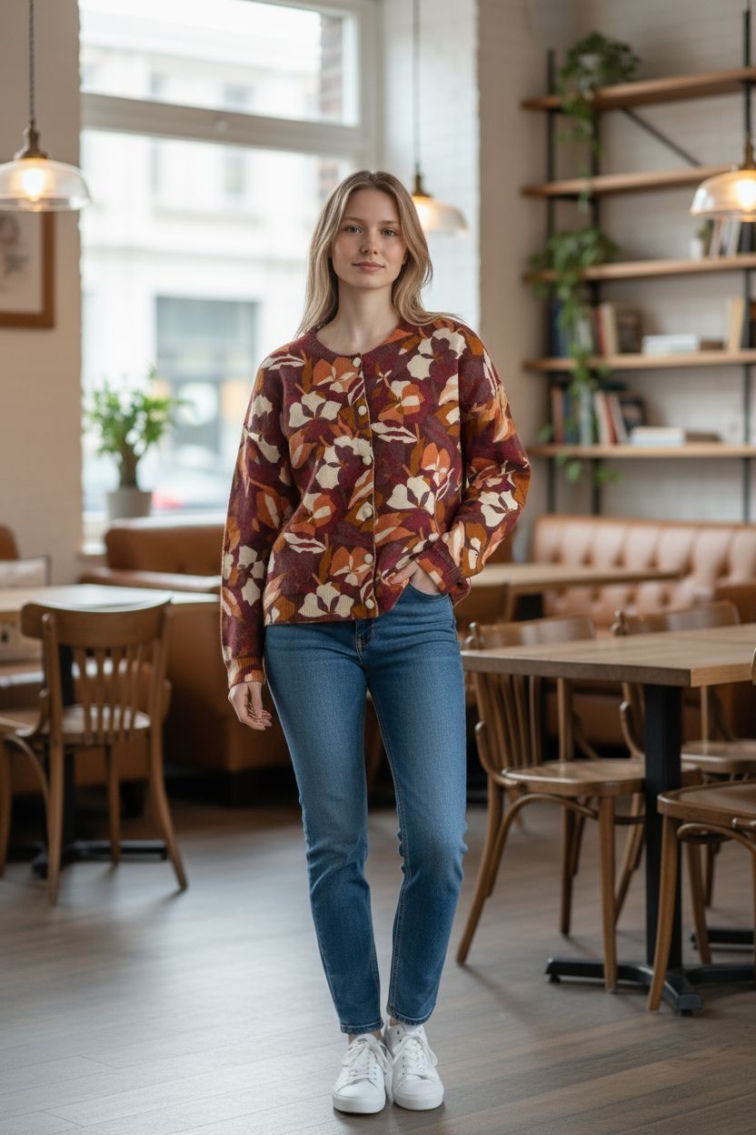 GUILLARD AUTUMN FLOWER CARDIGAN - PLUM