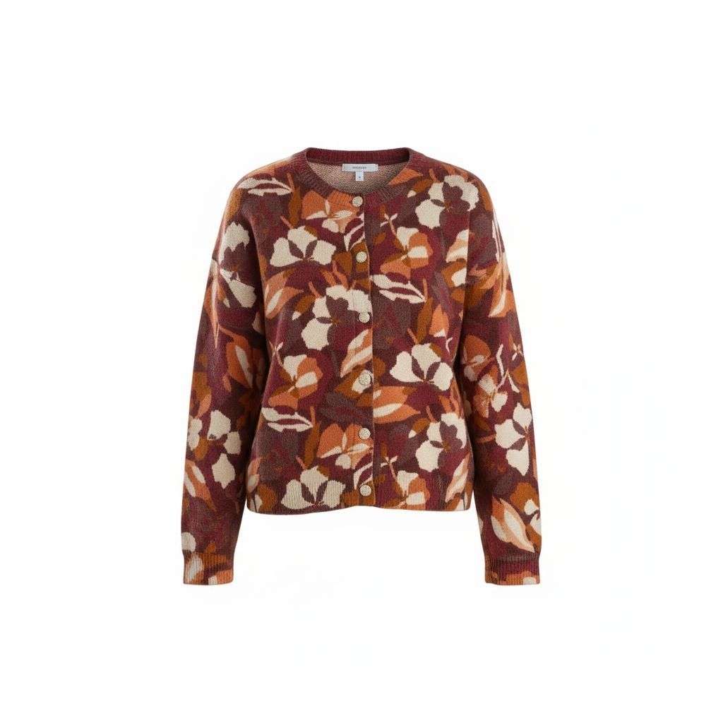 GUILLARD AUTUMN FLOWER CARDIGAN - PLUM