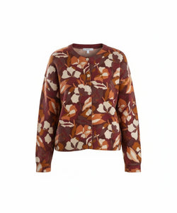 GUILLARD AUTUMN FLOWER CARDIGAN - PLUM