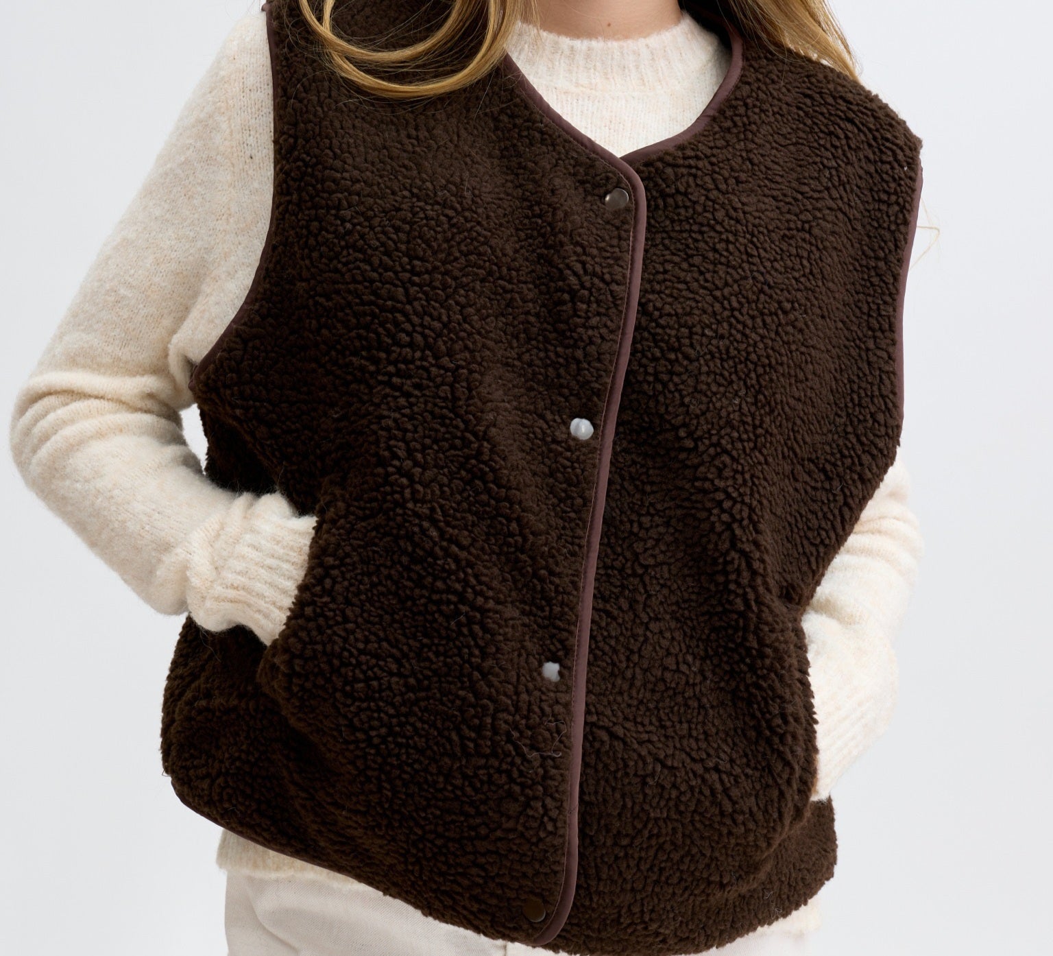 AUBREY TEDDY GILET - BROWN