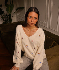 FLORIANE EMBROIDERY KNIT - OFFWHITE