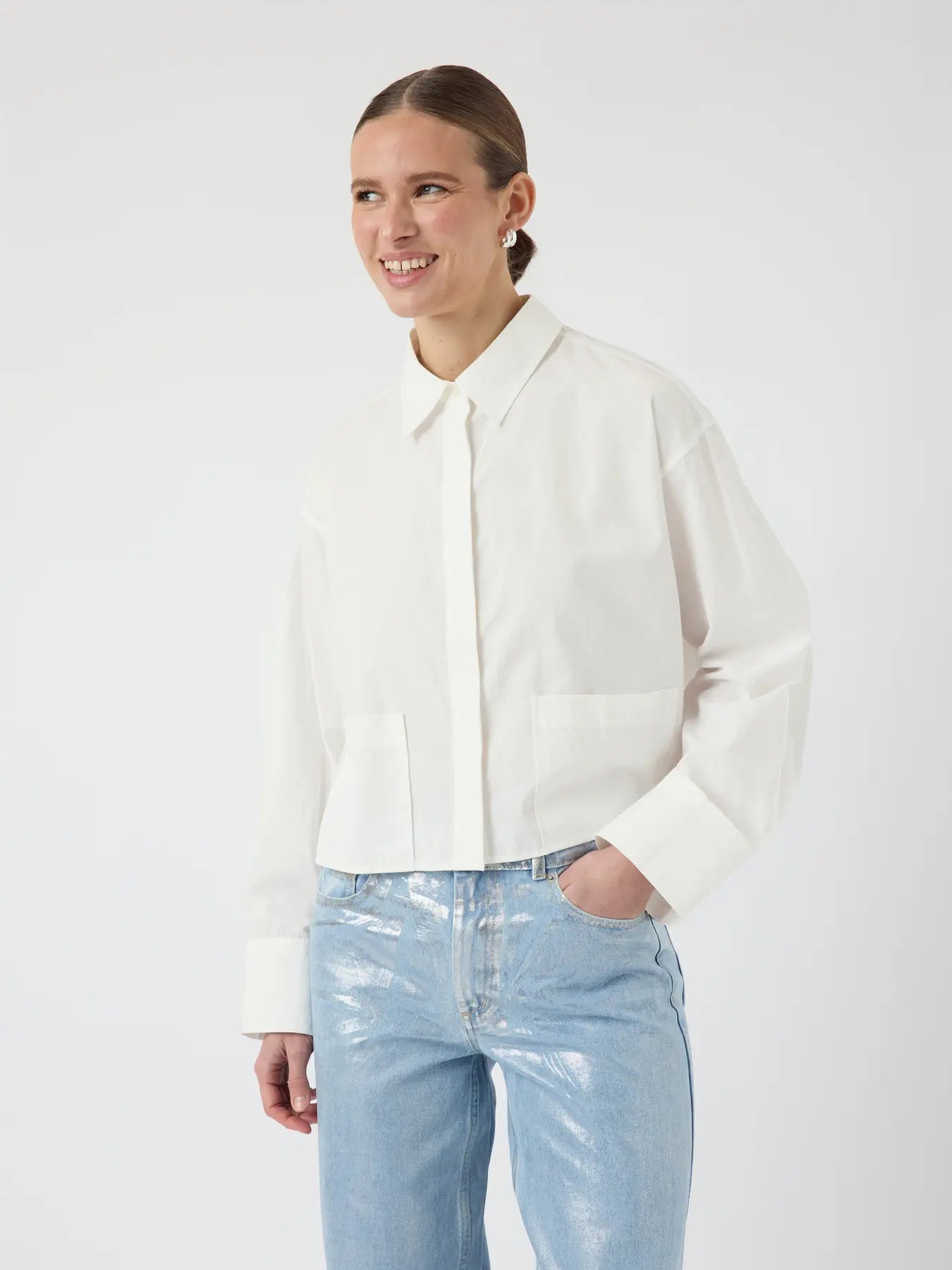 Y.A.S | LEE LS SHORT SHIRT - STAR WHITE