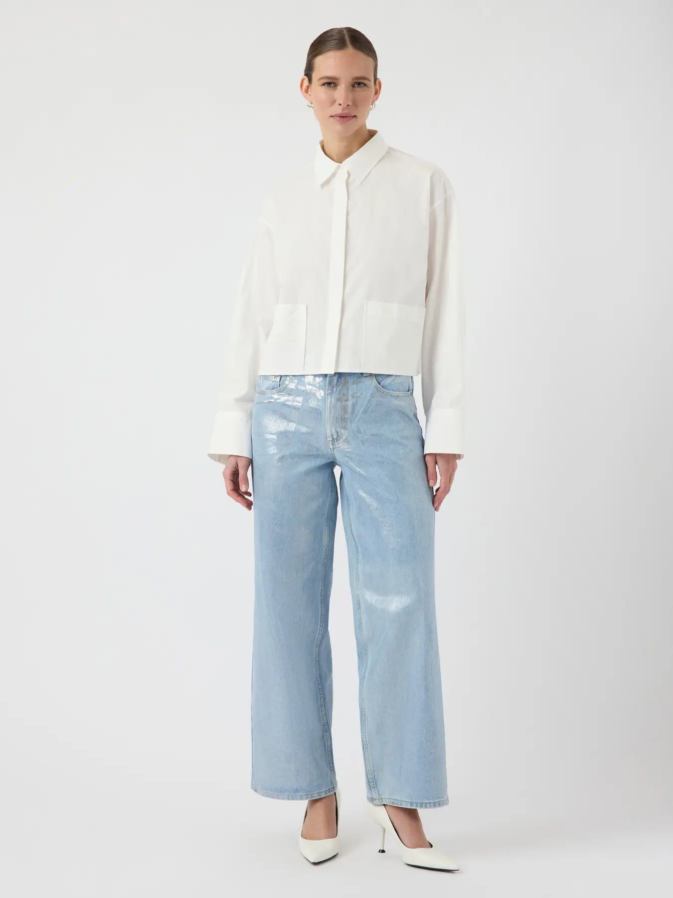 Y.A.S | LEE LS SHORT SHIRT - STAR WHITE