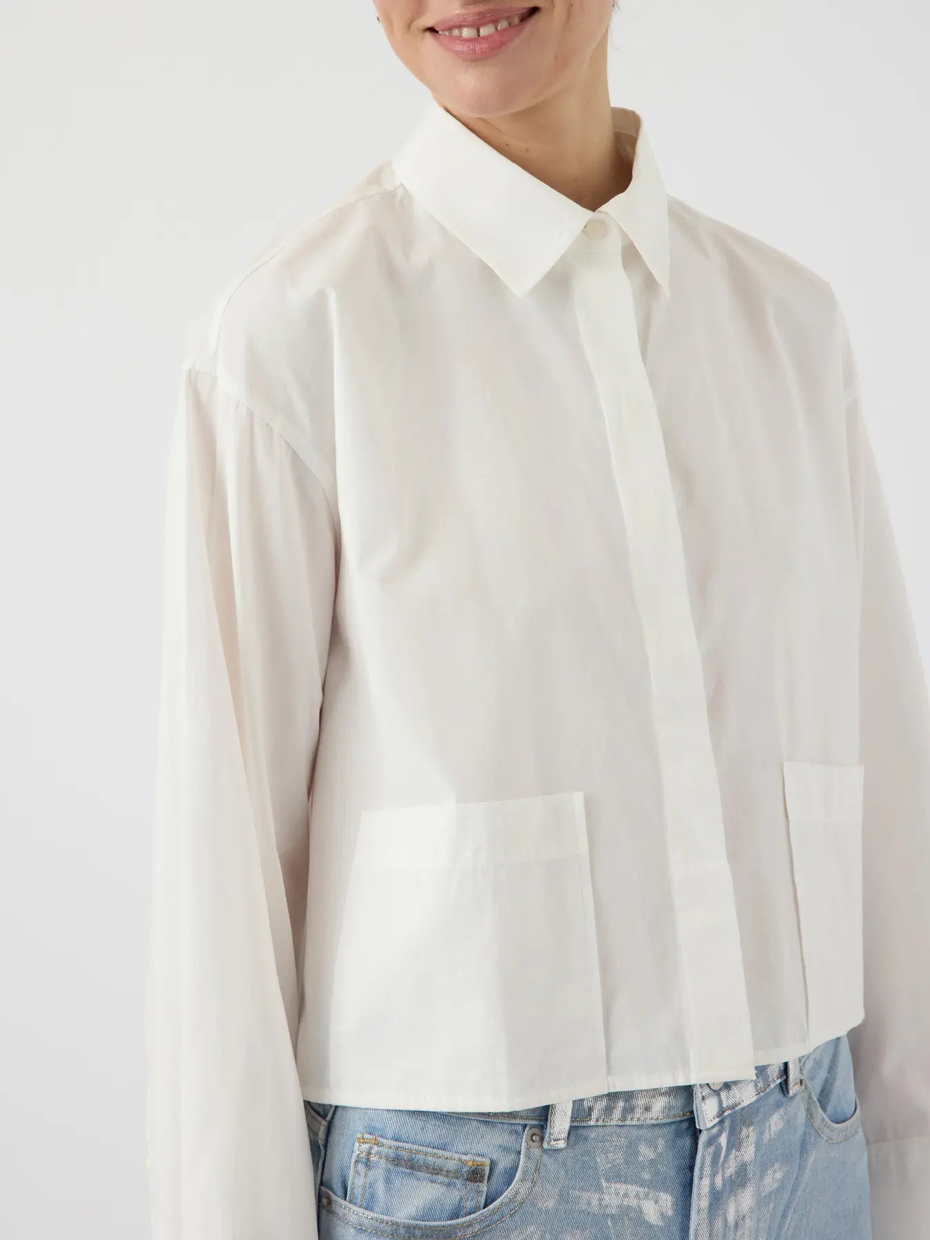 Y.A.S | LEE LS SHORT SHIRT - STAR WHITE