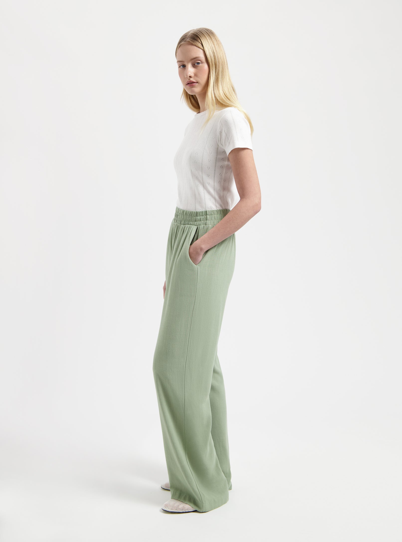 NOUS SOMMES LABELS | LENNIE LINEN PANTS - LIGHT GREEN