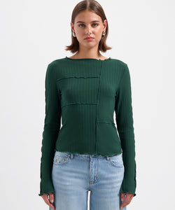 SHANNIE LS TOP - DARK GREEN