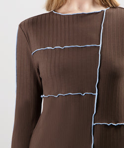 NOUS SOMMES LABELS | SHANNIE LS TOP - BROWN & LIGHT BLUE