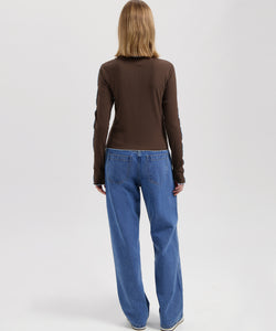 NOUS SOMMES LABELS | SHANNIE LS TOP - BROWN & LIGHT BLUE