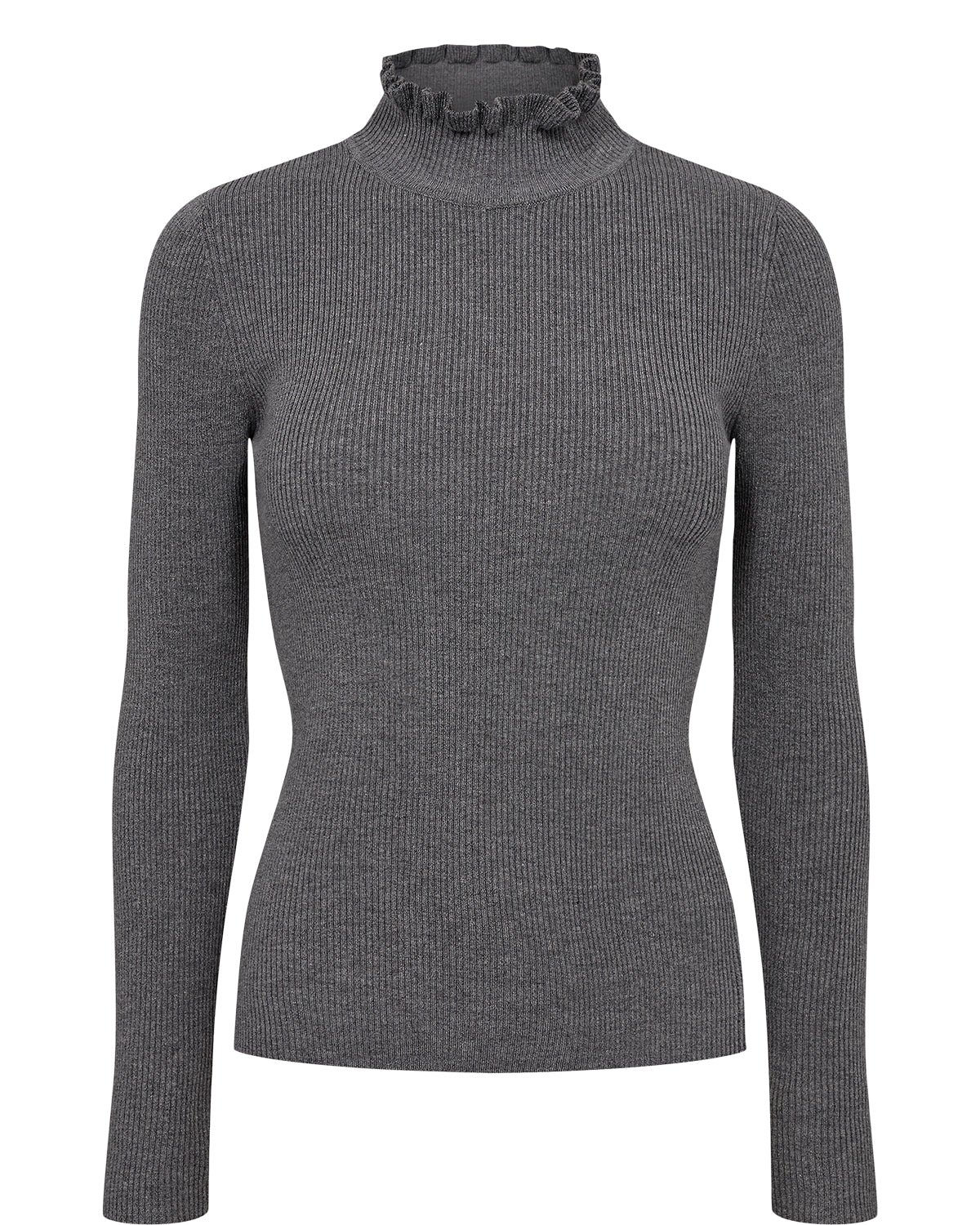 NUMPH | SIDANU HIGHNECK PULLOVER - MEDIUM GREY MELANGE