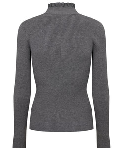 NUMPH | SIDANU HIGHNECK PULLOVER - MEDIUM GREY MELANGE