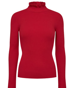 NUMPH | SIDANU HIGHNECK PULLOVER - HIGH RISK RED