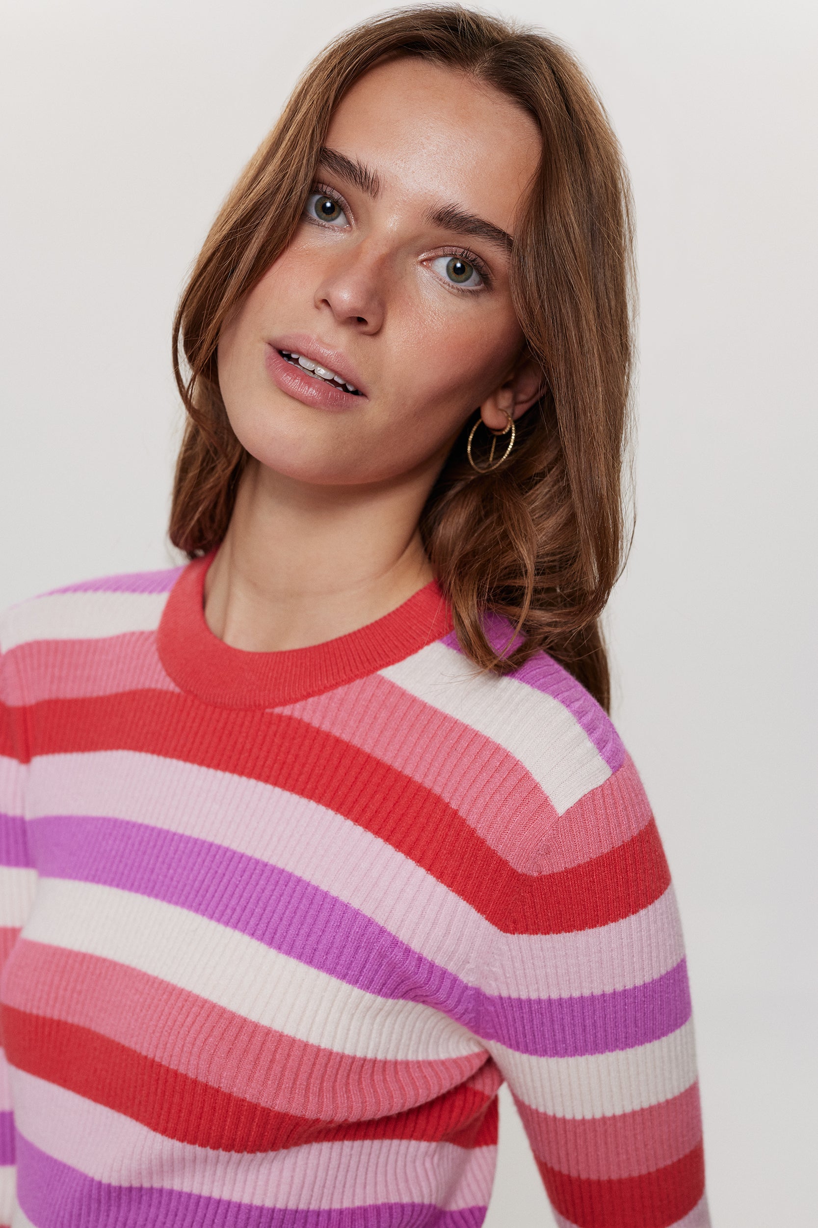 NUMPH | BERRY STRIPE PULLOVER - TEABERRY