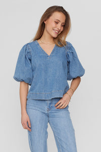 NUMPH | TORONTO BLOUSE - MEDIUM BLUE DENIM