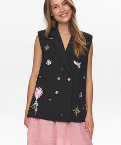 NÜMPH | ALMUT LONG VEST - CAVIAR