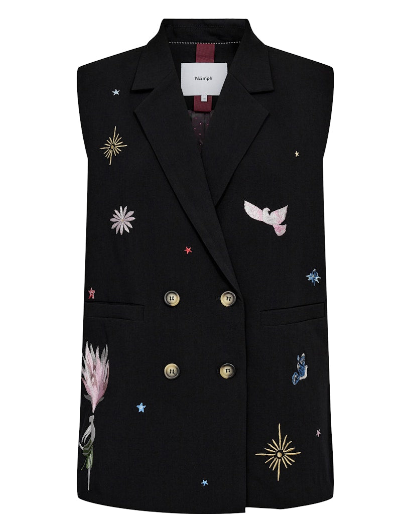 NÜMPH | ALMUT LONG VEST - CAVIAR