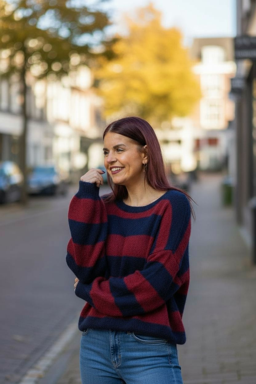 YASMIN STRIPED KNIT - BLUE / BORDEAUX