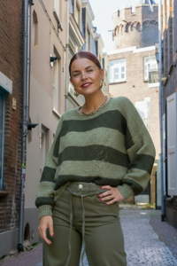 YASMIN STRIPED KNIT - KAKI