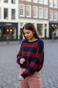 YASMIN STRIPED KNIT - BLUE / BORDEAUX