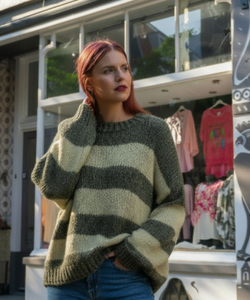 SAYRA LUREX STRIPED KNIT - KAKI