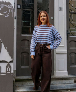 AYLA STRIPED KNT - BLUE/BROWN