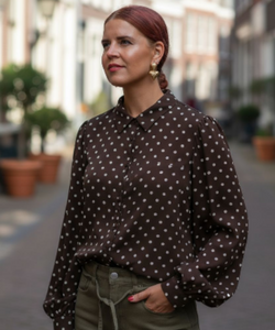 SASJA POLKA DOT BLOUSE - BROWN