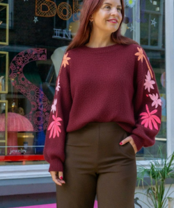 QUINN EMBROIDERY KNIT - BORDEAUX