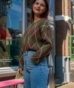 DIAMOND KNIT - GREEN/BROWN