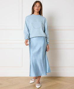 REFINED DEPARTMENT | AUDREY SATIN SKIRT - LIGHT BLUE