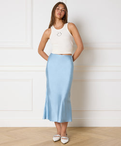 REFINED DEPARTMENT | AUDREY SATIN SKIRT - LIGHT BLUE