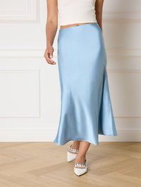 REFINED DEPARTMENT | AUDREY SATIN SKIRT - LIGHT BLUE