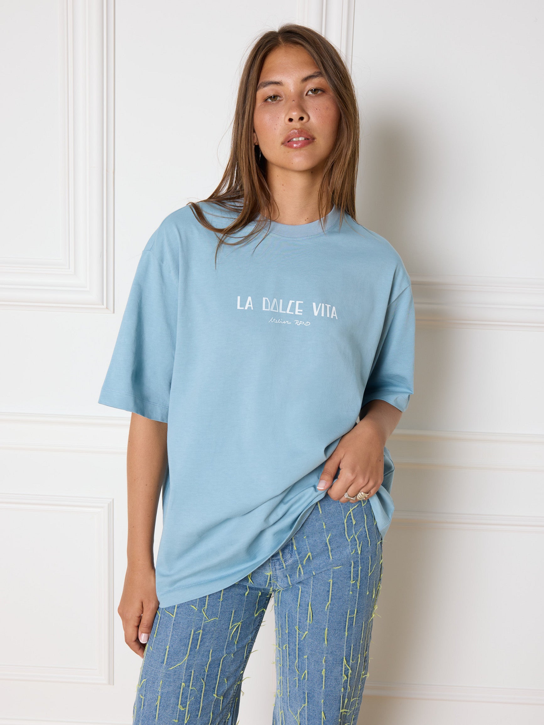 REFINED DEPARTMENT | MAGGY PRINT T-SHIRT - LIGHT BLUE