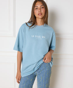 REFINED DEPARTMENT | MAGGY PRINT T-SHIRT - LIGHT BLUE