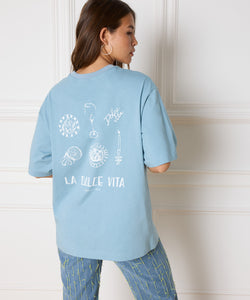 REFINED DEPARTMENT | MAGGY PRINT T-SHIRT - LIGHT BLUE