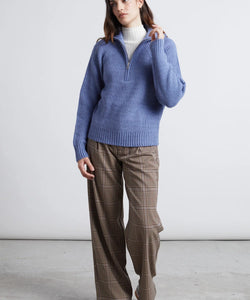 ZIPPER KNITTED PULLOVER - BLUE