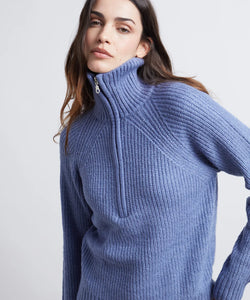 ZIPPER KNITTED PULLOVER - BLUE