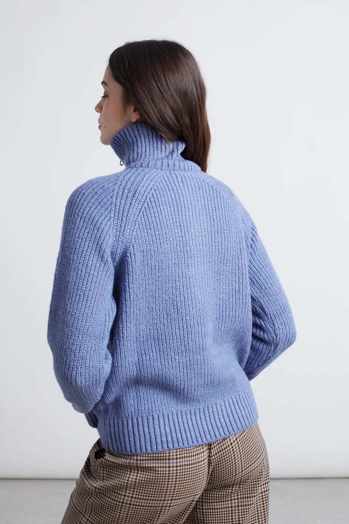 ZIPPER KNITTED PULLOVER - BLUE