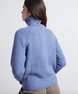 ZIPPER KNITTED PULLOVER - BLUE