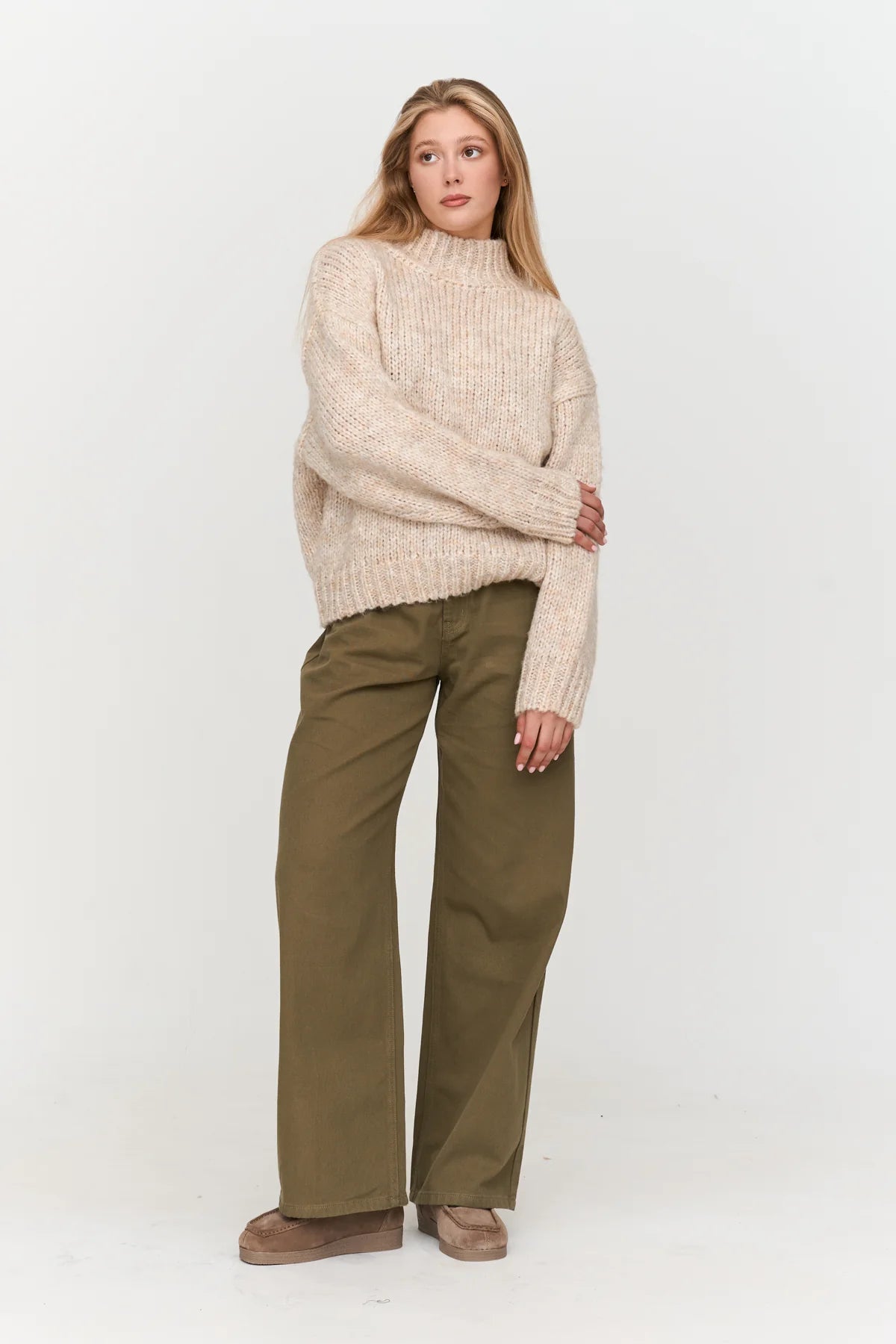 FRANKY WIDE LEG JEANS - OLIVE