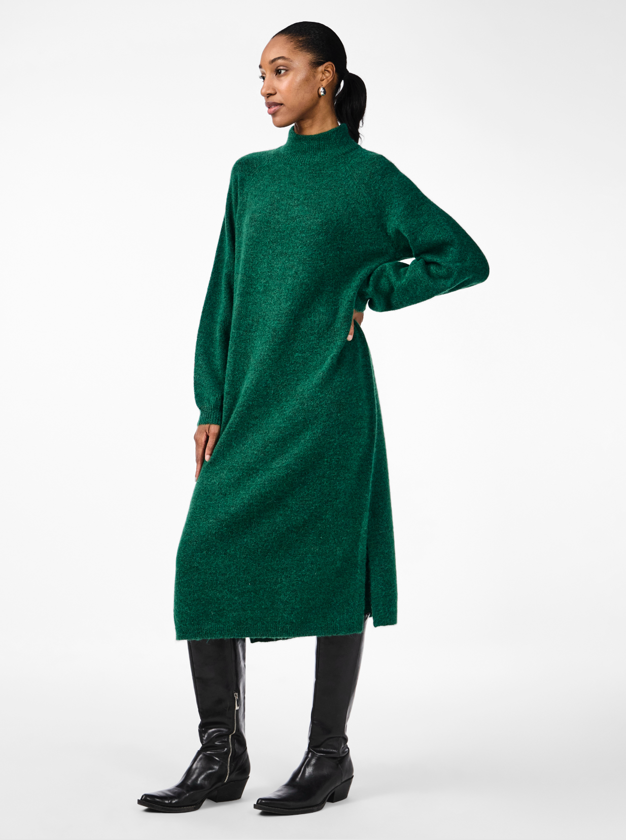 Y.A.S | BALIS LS FUNNEL KNIT DRESS - FIR