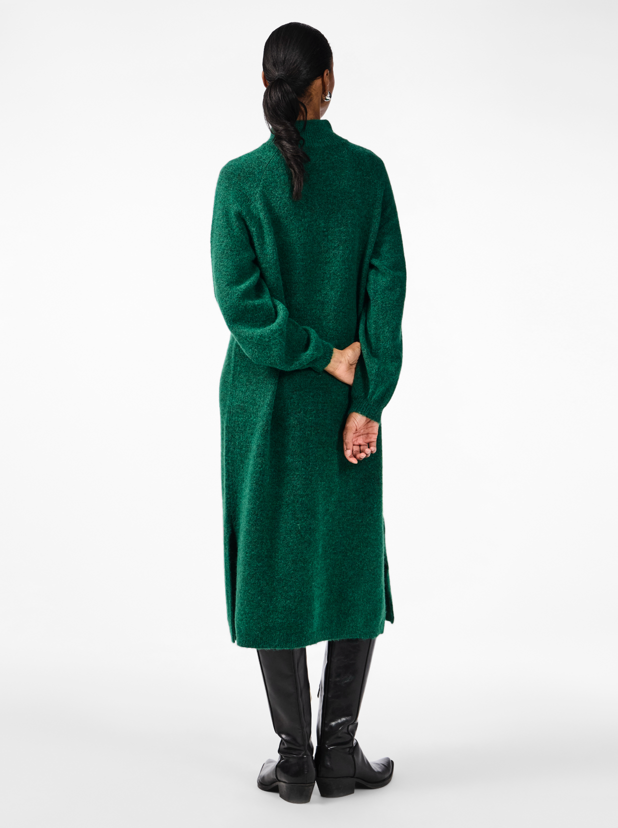 Y.A.S | BALIS LS FUNNEL KNIT DRESS - FIR