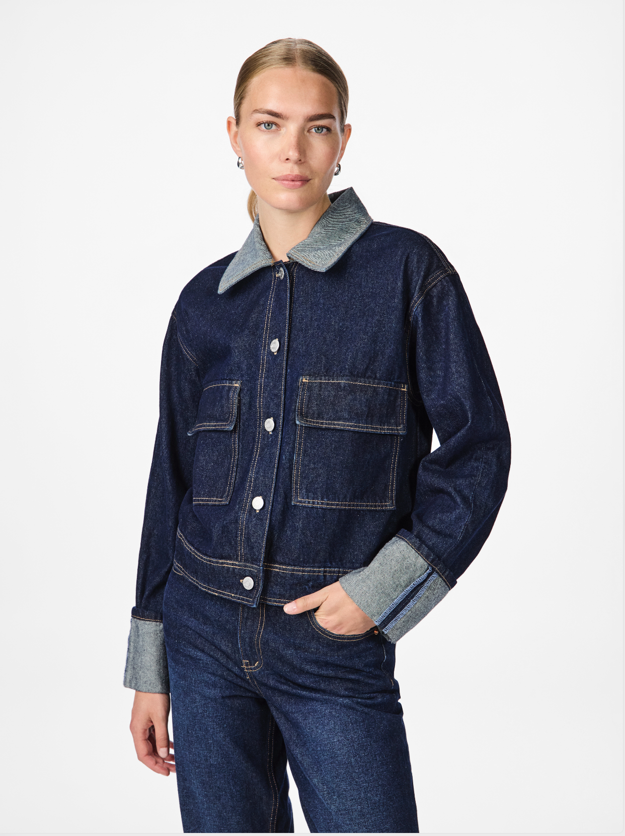 Y.A.S | MARIA LS DENIM JACKET - DARK BLUE DENIM