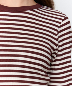 STRIPE LS TOP - BORDEAUX