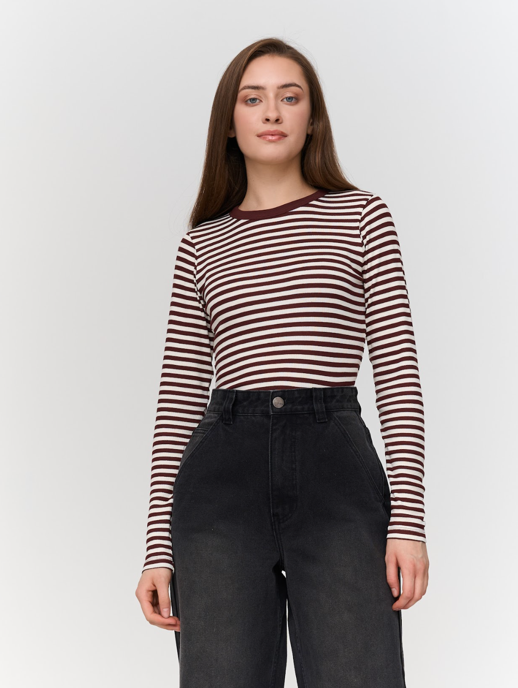 STRIPE LS TOP - BORDEAUX