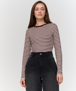 STRIPE LS TOP - BORDEAUX