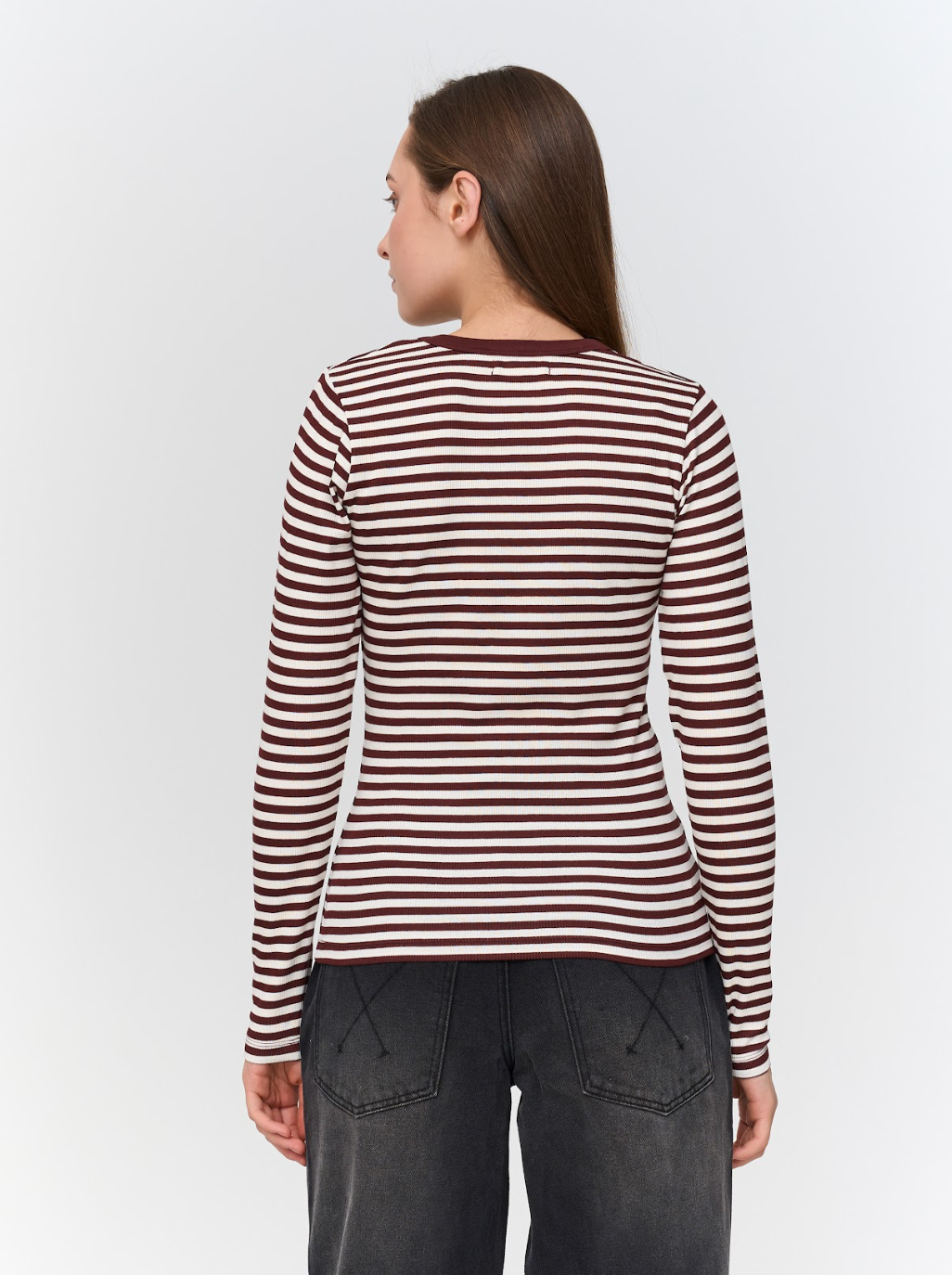 STRIPE LS TOP - BORDEAUX