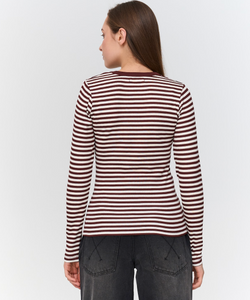 STRIPE LS TOP - BORDEAUX